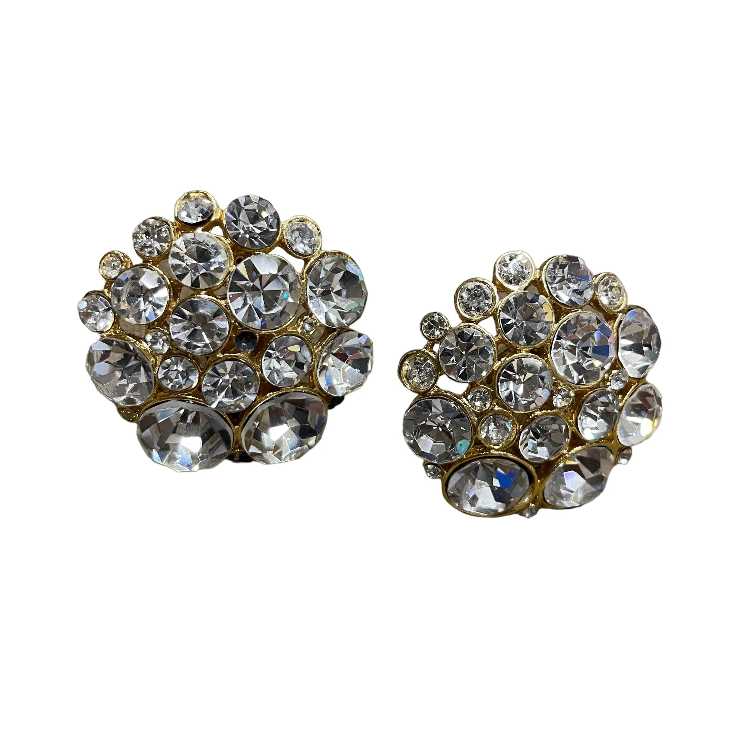 Costume Jewelry Vintage Chunky Crystal Clip-on Earrings