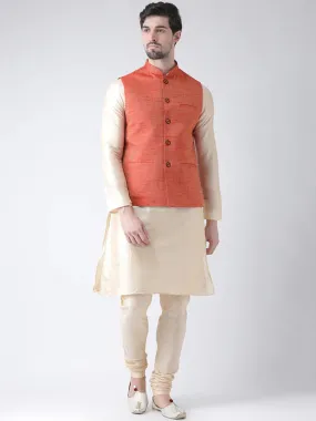 Cream Fitted Kurta Nehru Jacket