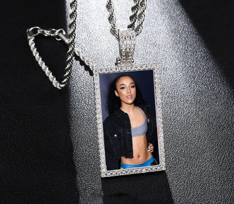 Custom Made Square Photo Medallion Necklaces Christmas Gifts For Women