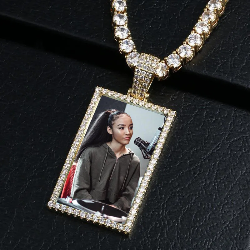 Custom Made Square Photo Medallion Necklaces Christmas Gifts For Women