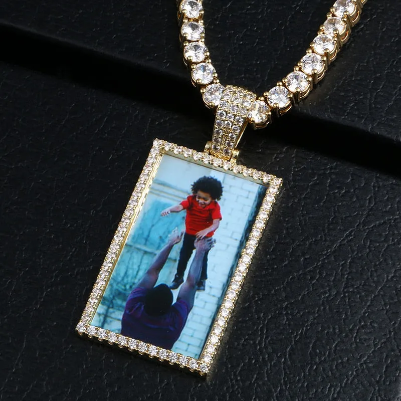 Custom Made Square Photo Medallion Necklaces Christmas Gifts For Women