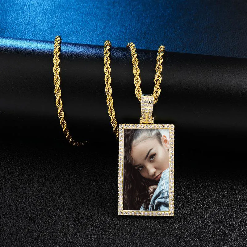 Custom Made Square Photo Medallion Necklaces Christmas Gifts For Women