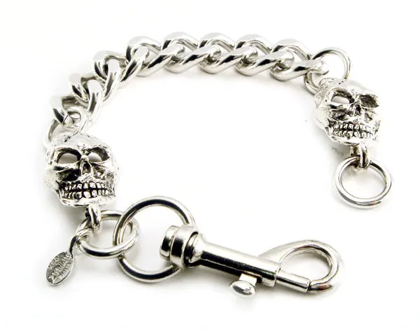 Cut Leash Bracelet with End Skulls