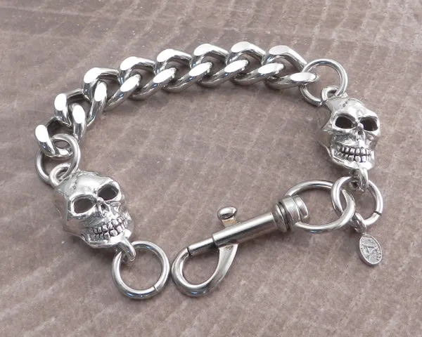 Cut Leash Bracelet with End Skulls