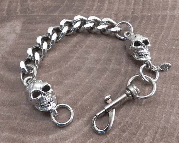 Cut Leash Bracelet with End Skulls