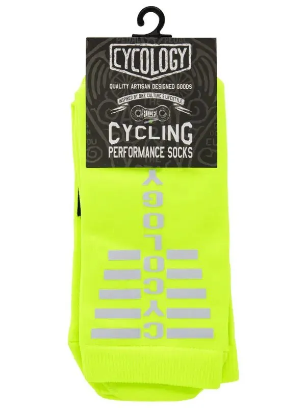 Cycology Lime Reflective Logo Cycling Socks