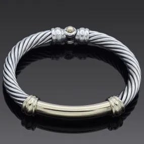 David Yurman Sterling Silver & 14K Yellow Gold Cable Classics Bangle Bracelet