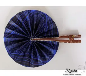 Deep Violet Spiral Striped African Tribal Print Hand Fan FAN-10