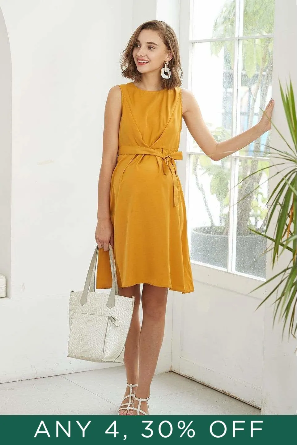 Delilah Sleeveless Nursing Dress Yellow