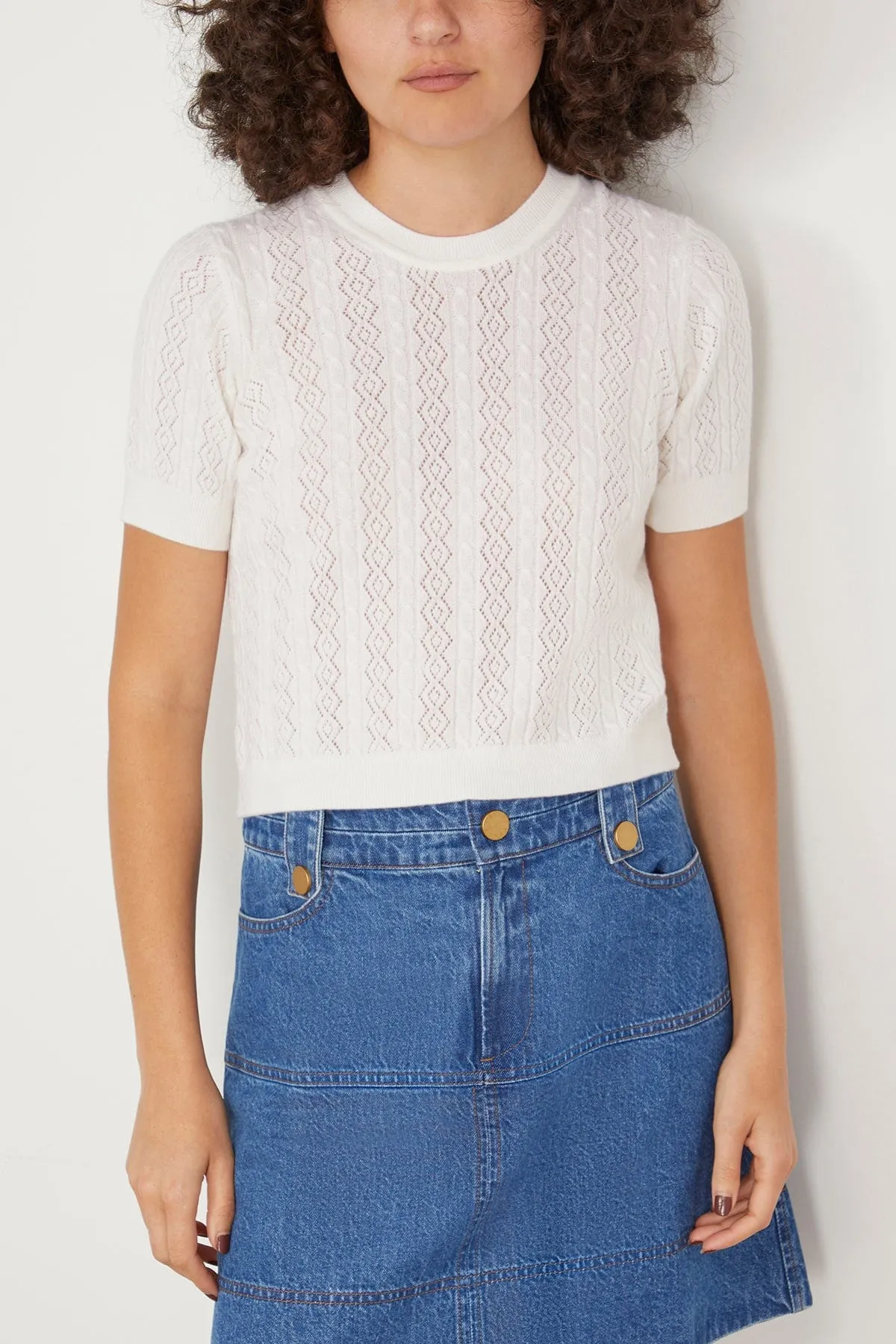 Diane Knit Top in Cream