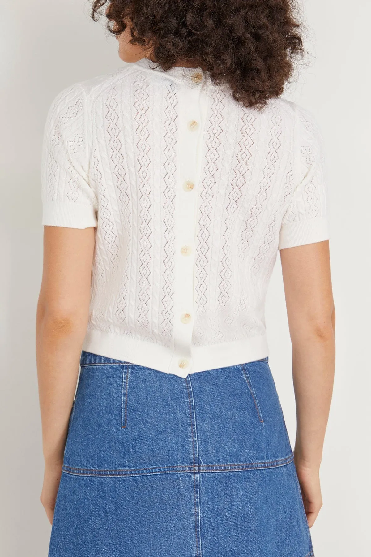 Diane Knit Top in Cream