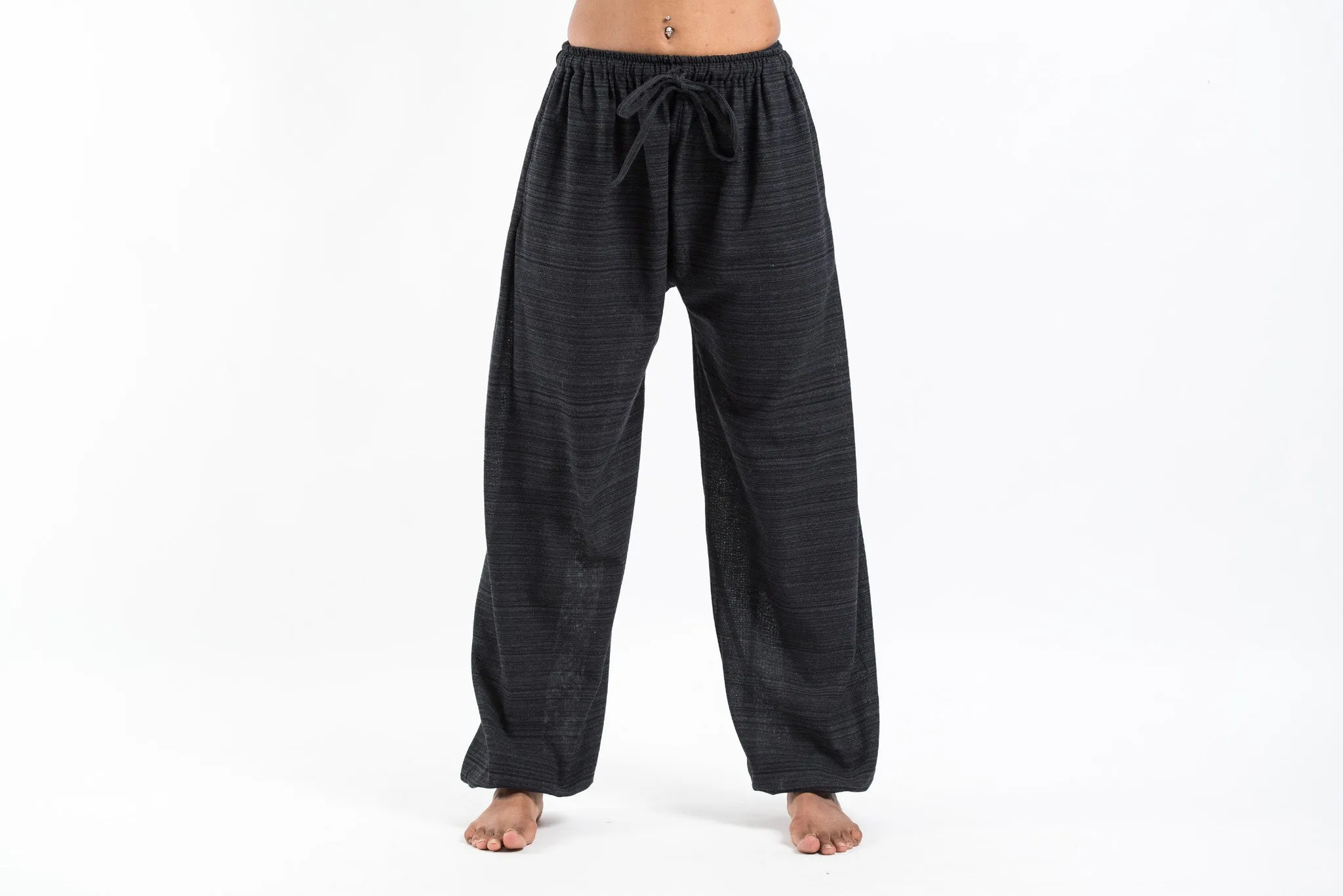 Drawstring Pinstripe Women's  Pants in Black