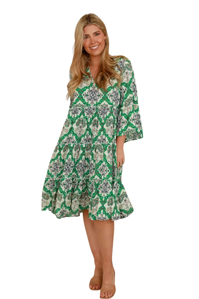 Dreamcatcher | Womens Flora Midi Dress (Green)