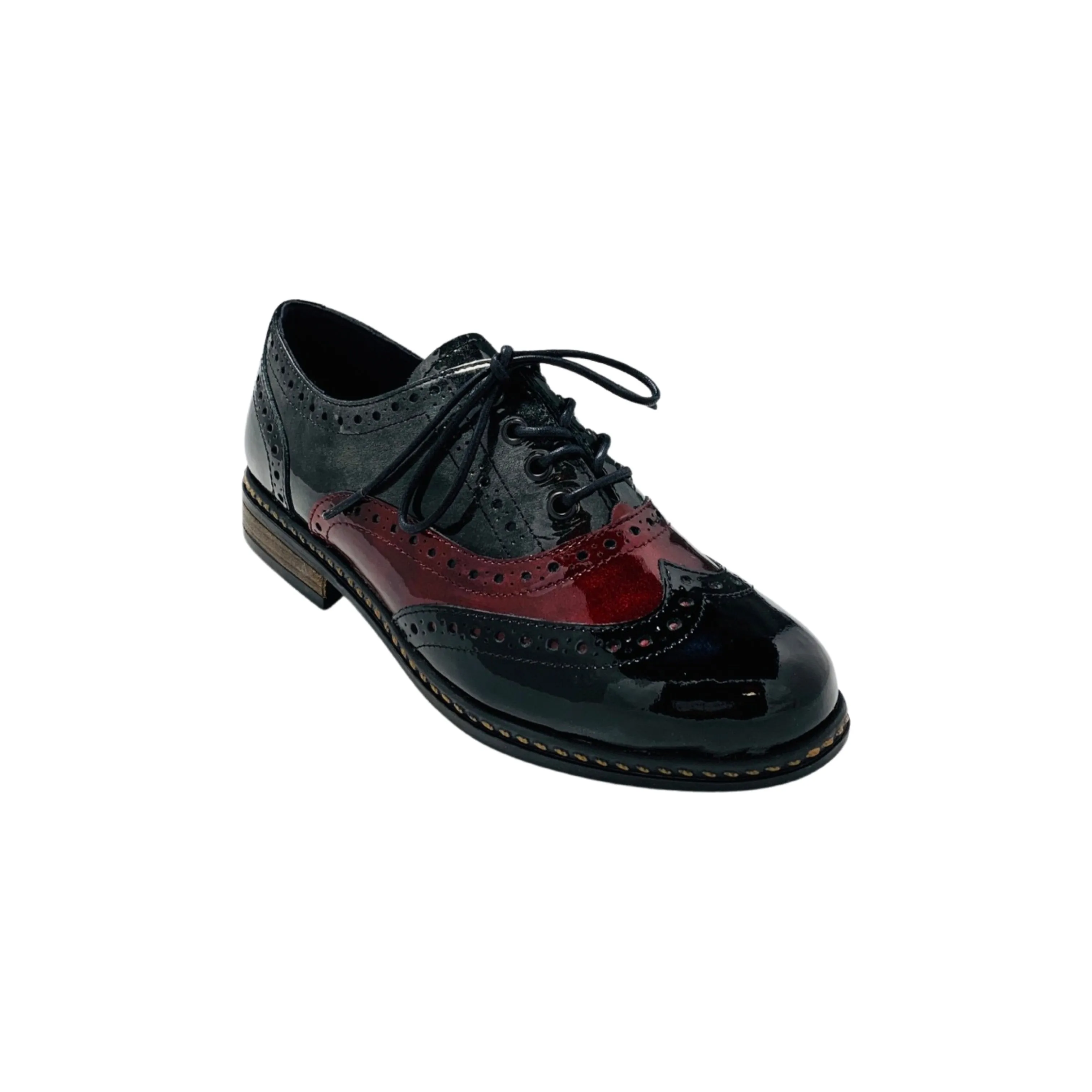 Edoba Black Burgundy Patent Lace up