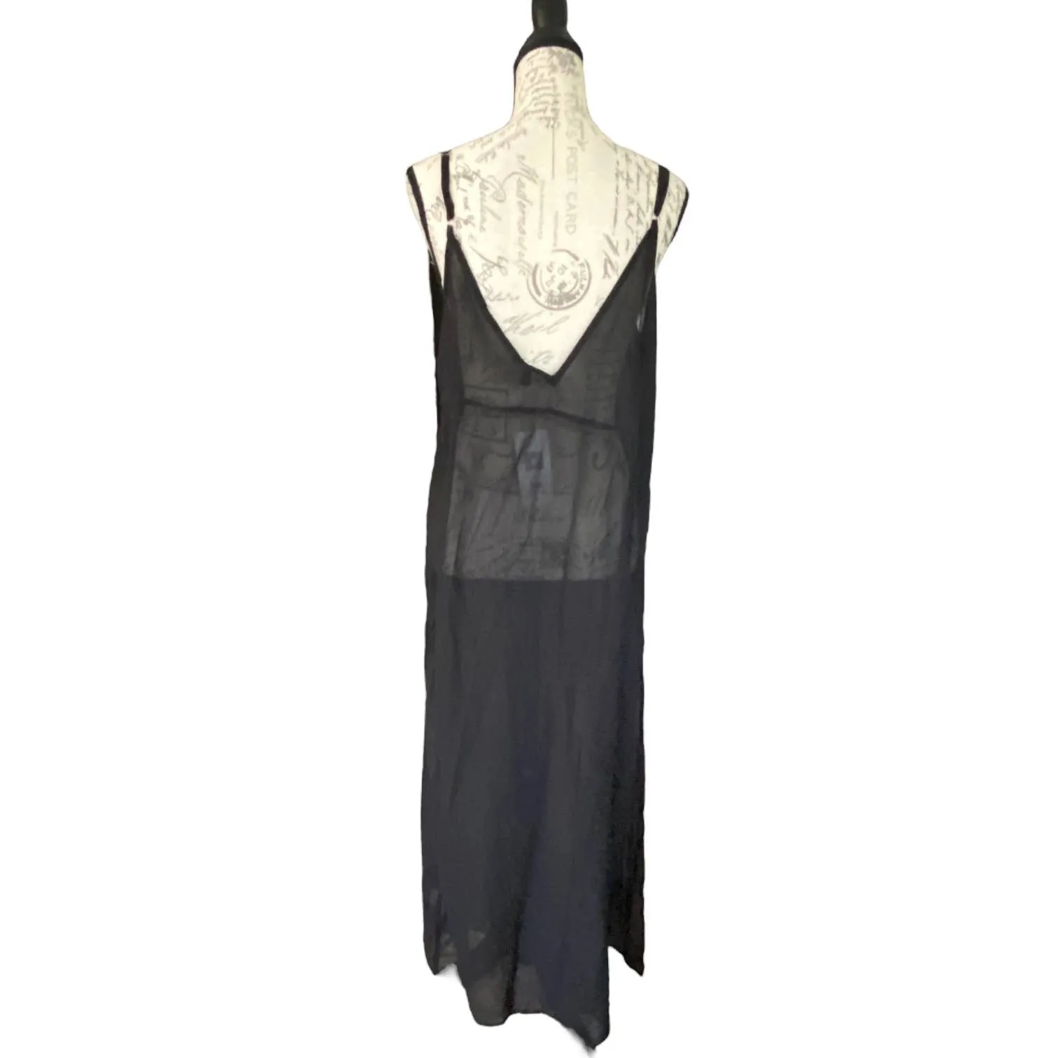 Ekouaer Black Sheer Maxi Swimsuit Cover Up Size Medium NEW