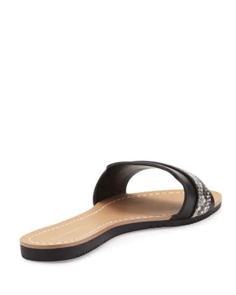 ELIE TAHARI  Women's Negril •Black/White• Leather Slide Sandal