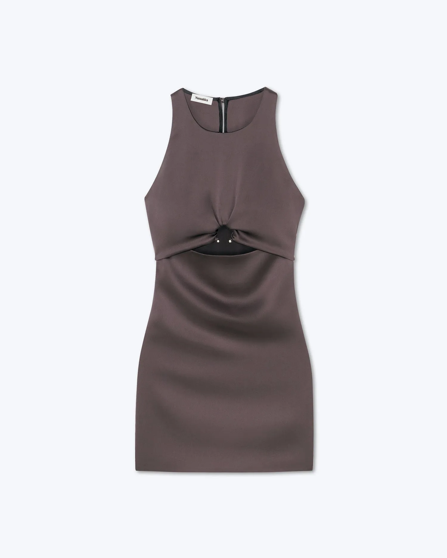 Elmi - Sale Cut-Out Slip Satin Mini Dress - Coffee Bean