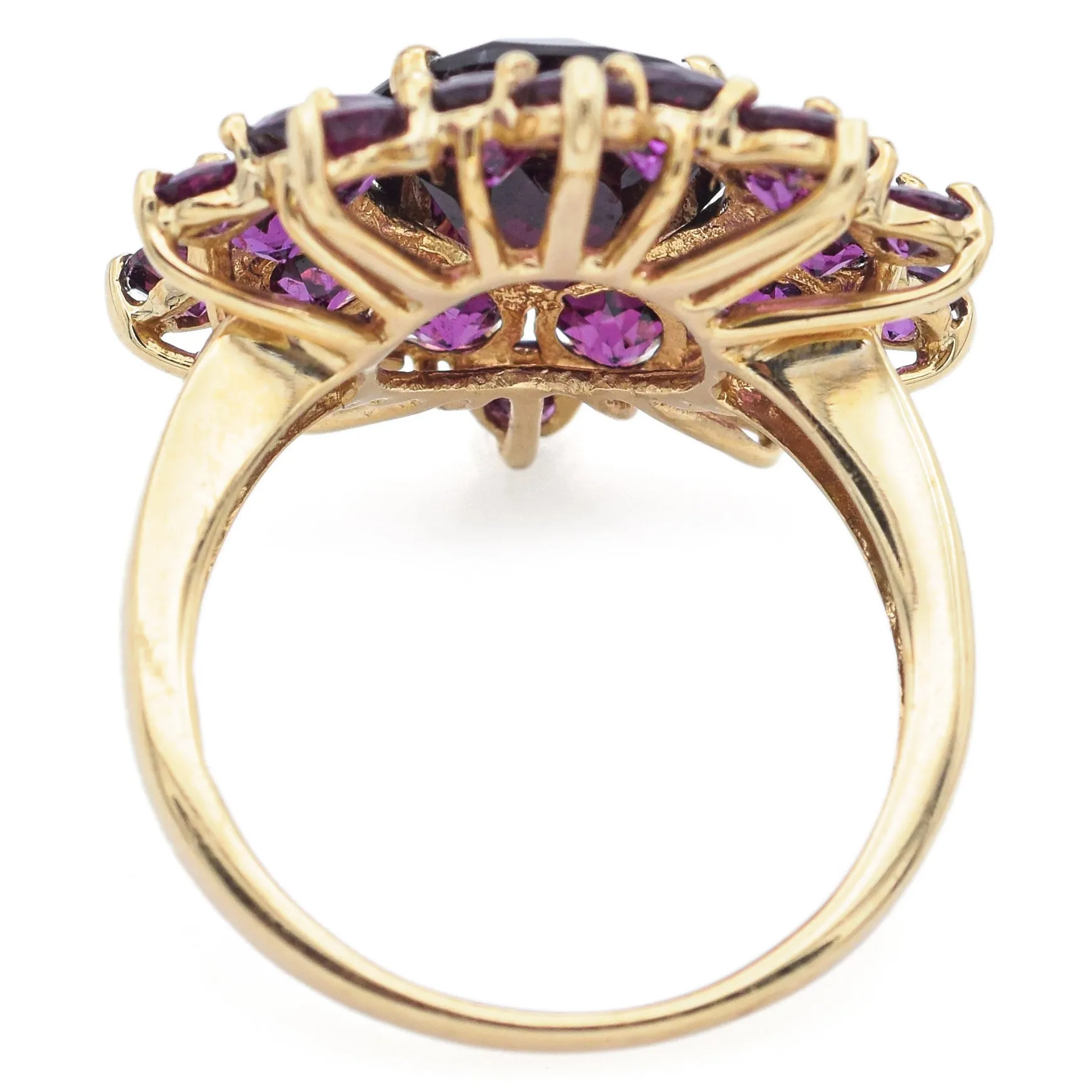 Estate14K Yellow Gold Garnet & Amethyst Cocktail Ring Size 7