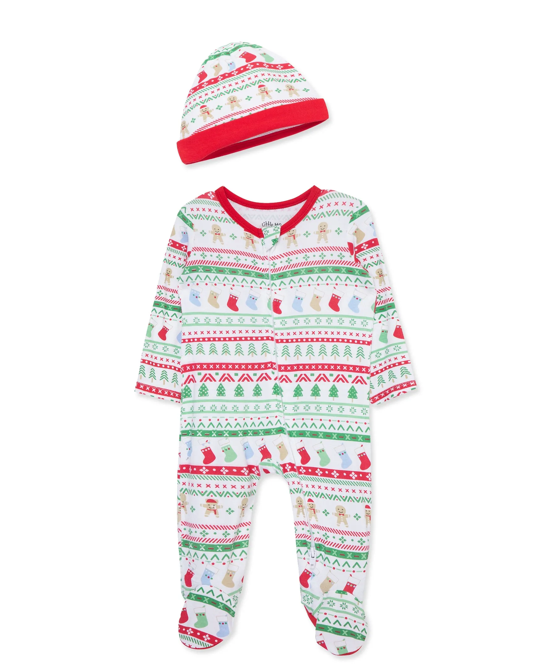 Fair Isle Bamboo 2-Way-Zip Footie & Hat (NB-9M)