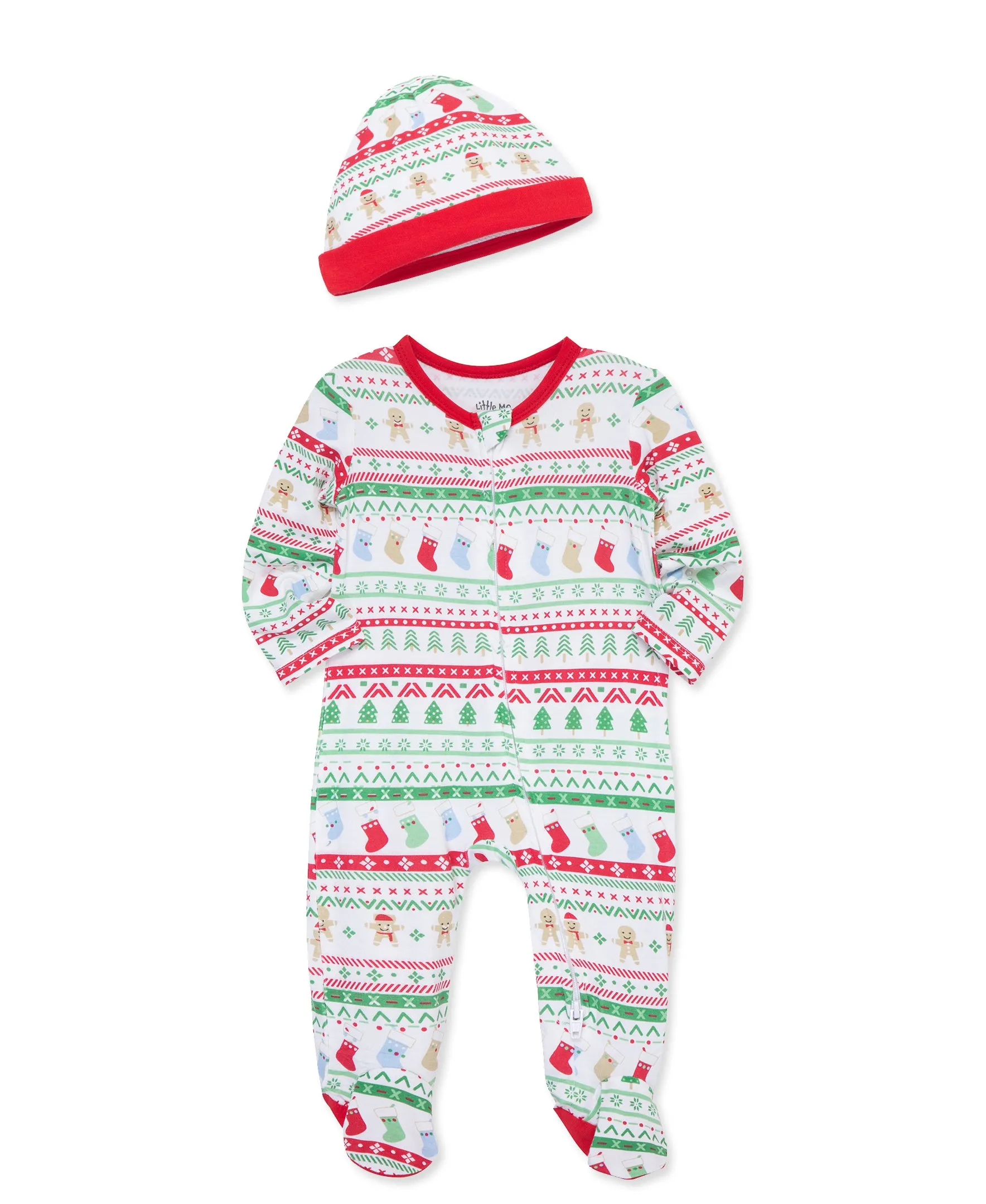 Fair Isle Bamboo 2-Way-Zip Footie & Hat (NB-9M)