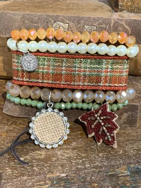 Fallen Leaf Plaid Bracelet Set - Multi