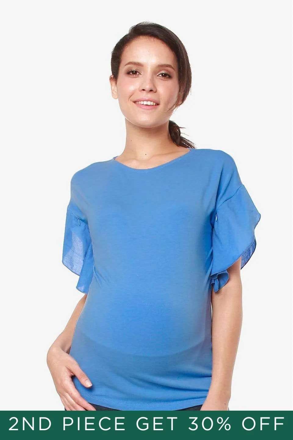 Flutter Sleeves Caela Nursing Top Ocean