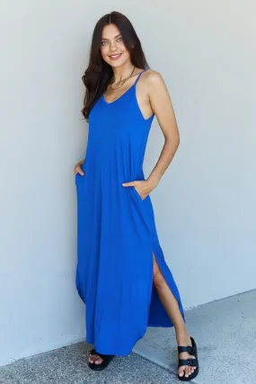 Good Energy Cami Side Slit Maxi Dress in Royal Blue