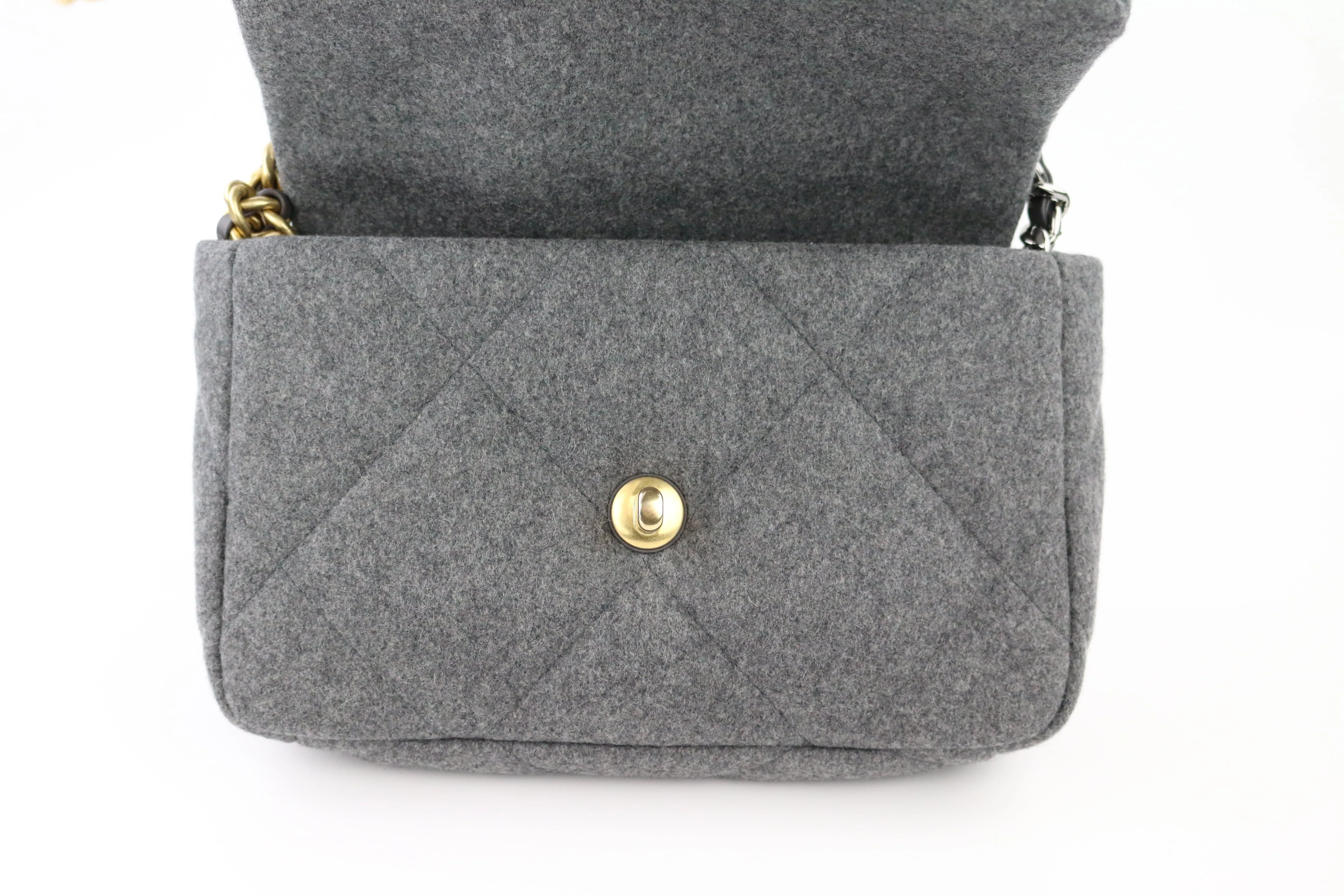 Grey Wool Small 19 Flap Bag