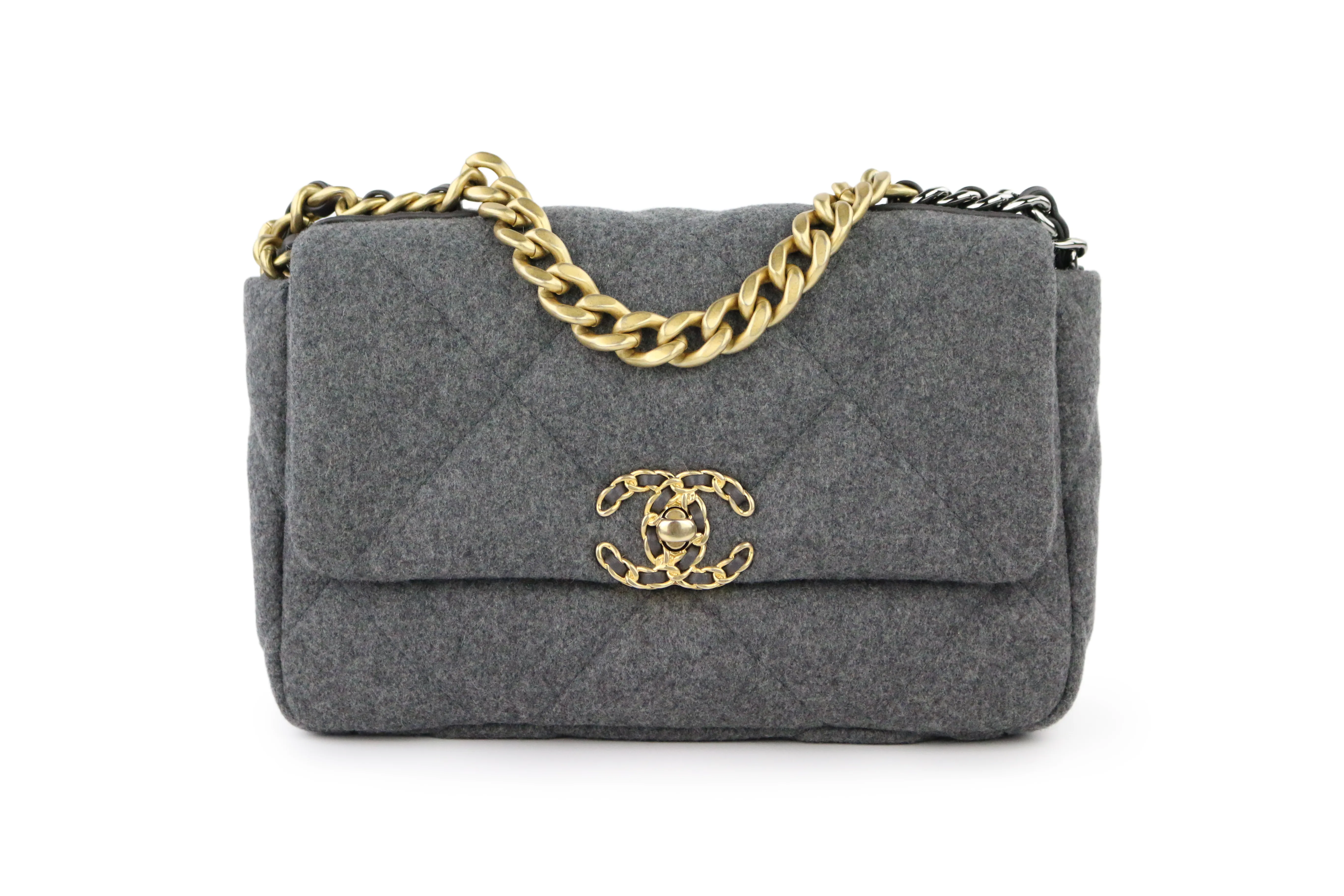 Grey Wool Small 19 Flap Bag