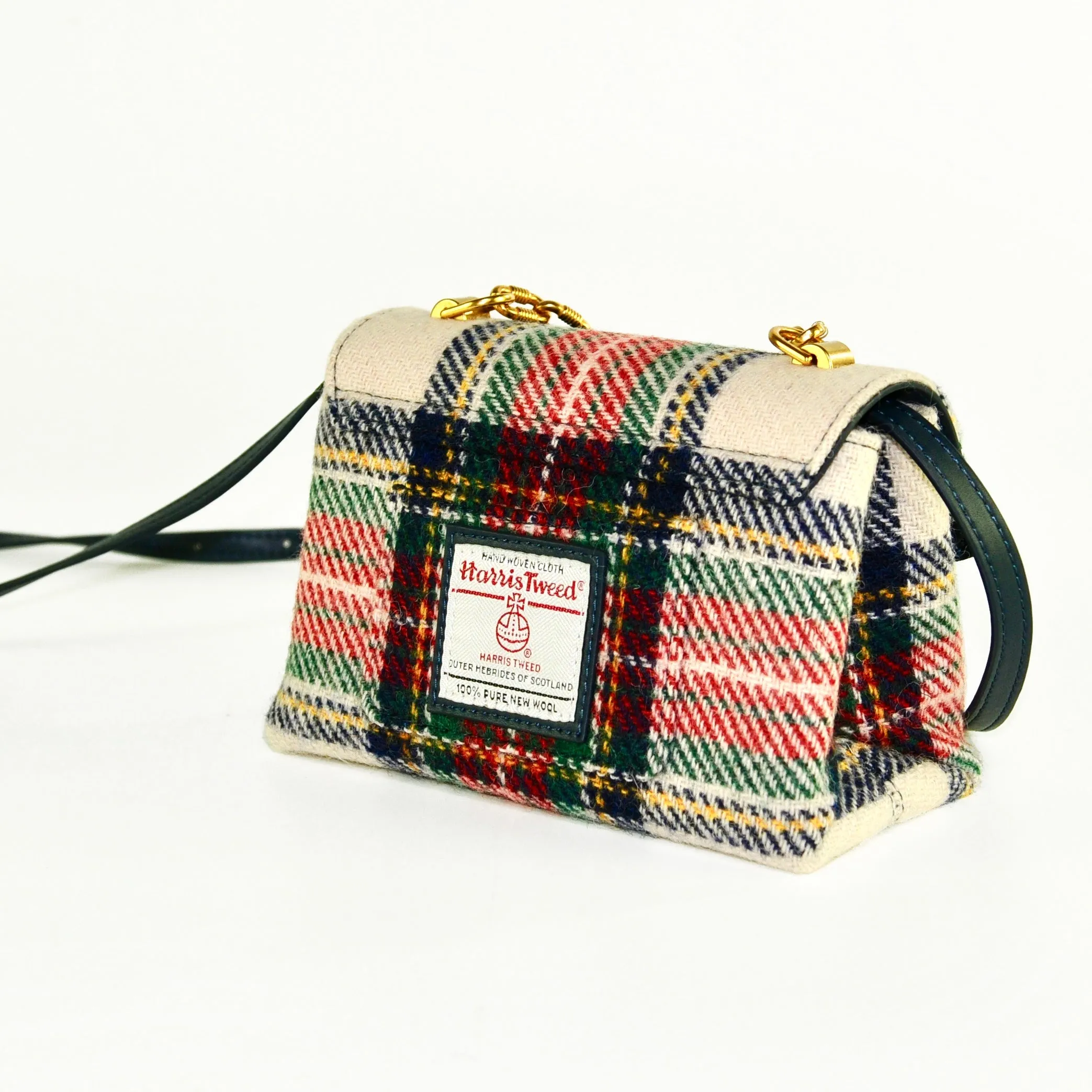 Harris Tweed Wool Metal Chain Handle Bag,Scottish Handcrafted Bag-i7bags