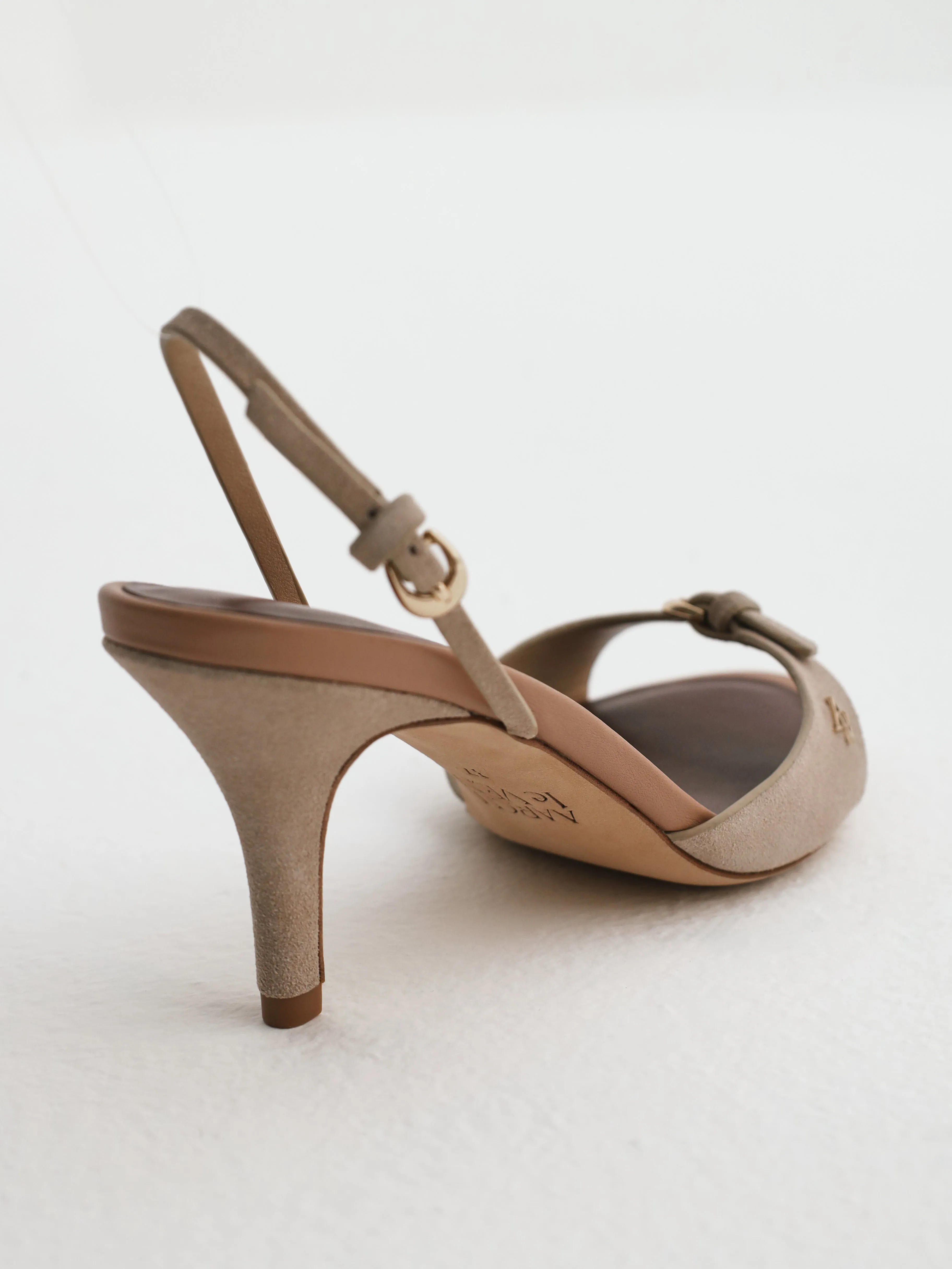 Isabella Barely There Suede Sling Back Sandals | Almond