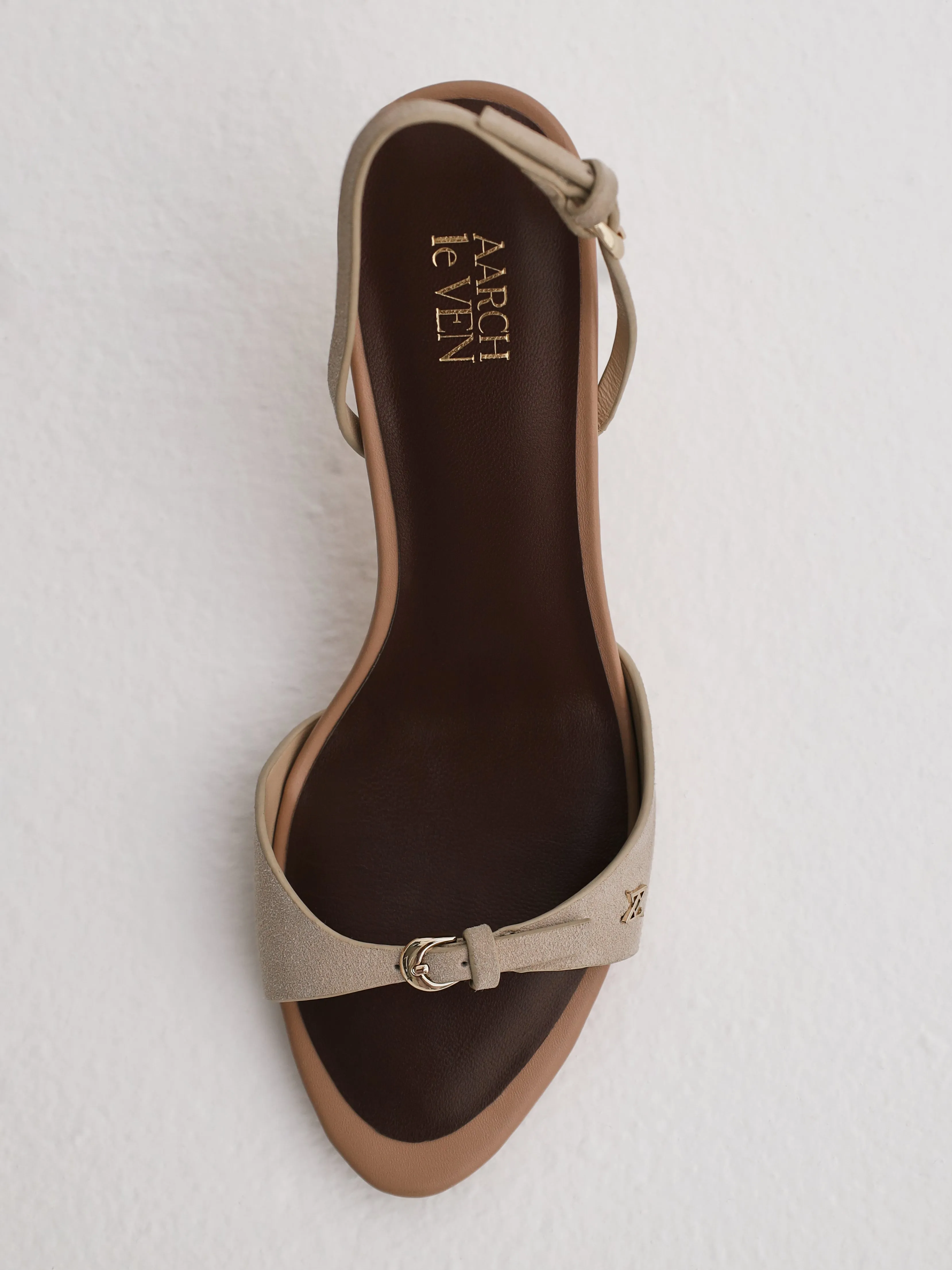 Isabella Barely There Suede Sling Back Sandals | Almond