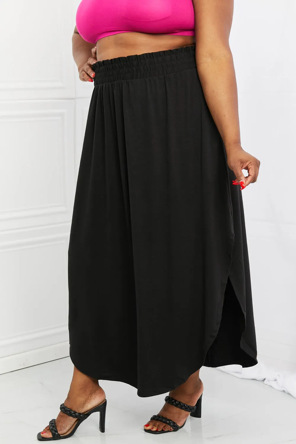 It's My Time Side Scoop Scrunch Skirt in Black