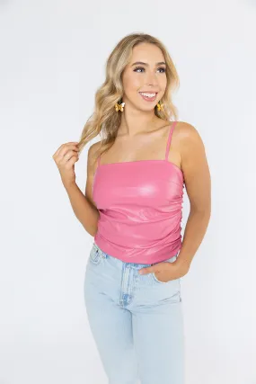 Jolee Vegan Leather Tank Top - Bubblegum