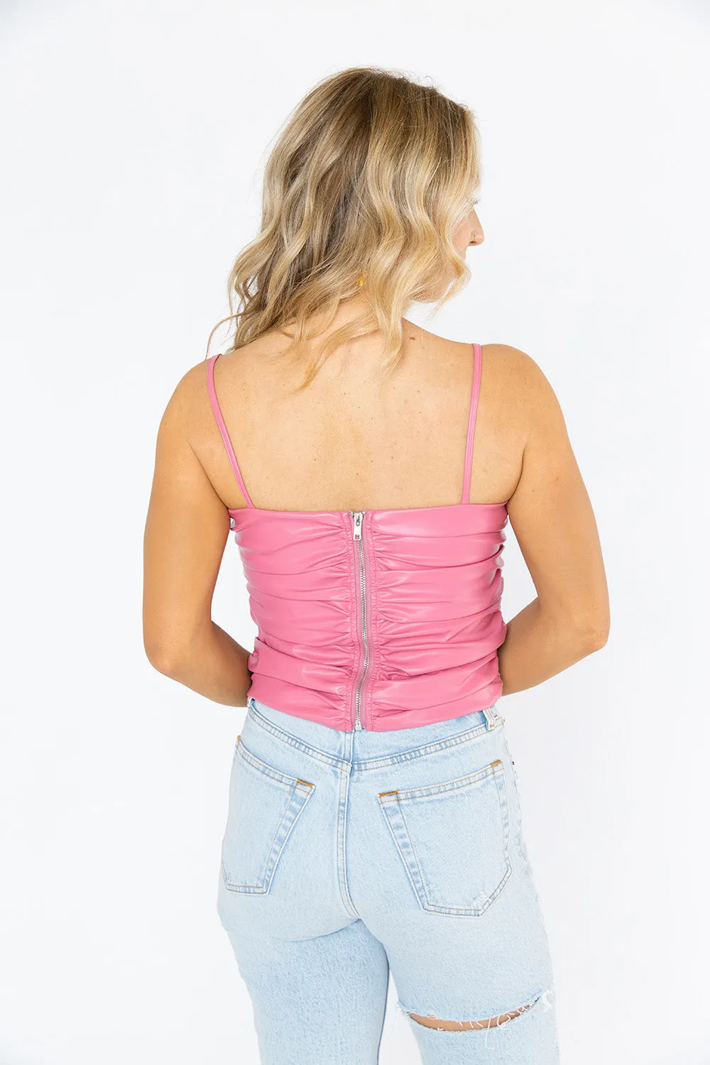 Jolee Vegan Leather Tank Top - Bubblegum