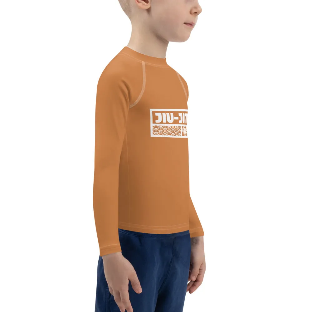 Kid's Boys Long Sleeve BJJ Rash Guard Jiu-Jitsu 007 - Raw Sienna