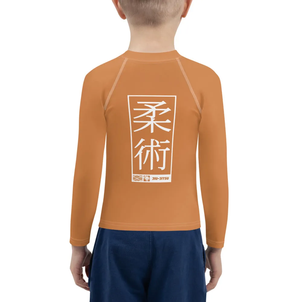 Kid's Boys Long Sleeve BJJ Rash Guard Jiu-Jitsu 007 - Raw Sienna