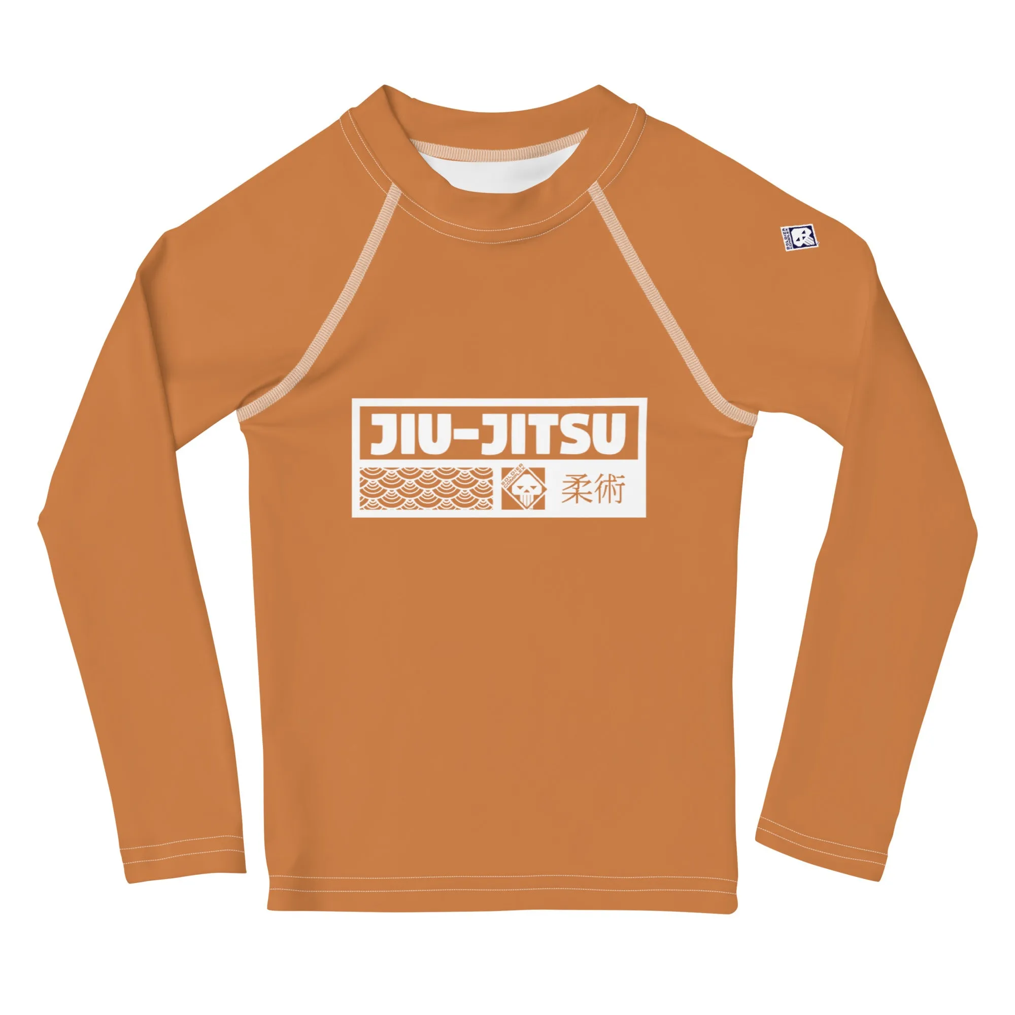 Kid's Boys Long Sleeve BJJ Rash Guard Jiu-Jitsu 007 - Raw Sienna