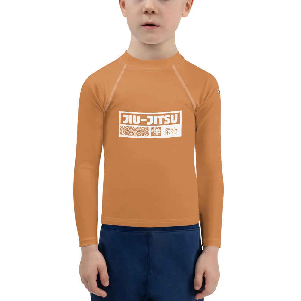 Kid's Boys Long Sleeve BJJ Rash Guard Jiu-Jitsu 007 - Raw Sienna