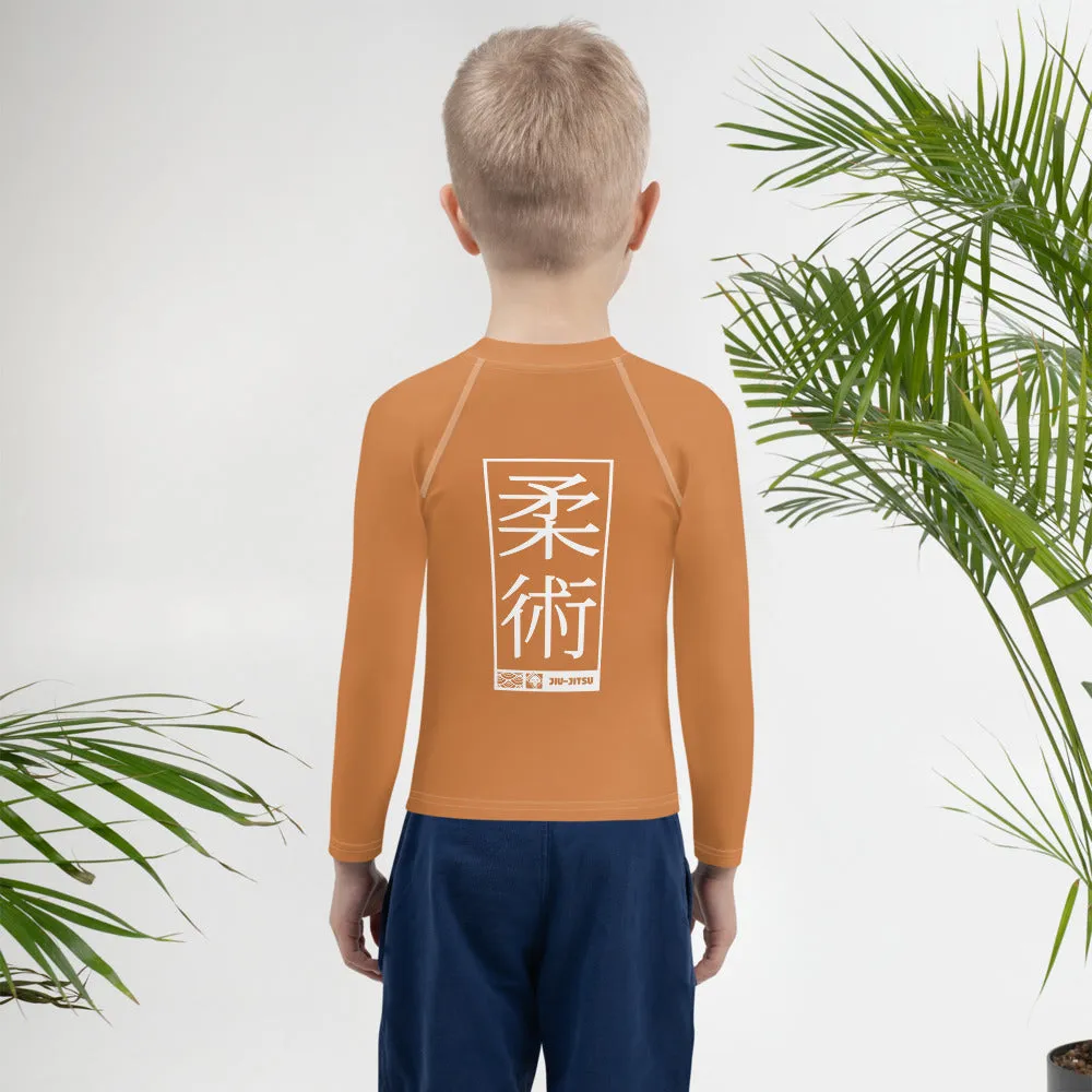 Kid's Boys Long Sleeve BJJ Rash Guard Jiu-Jitsu 007 - Raw Sienna