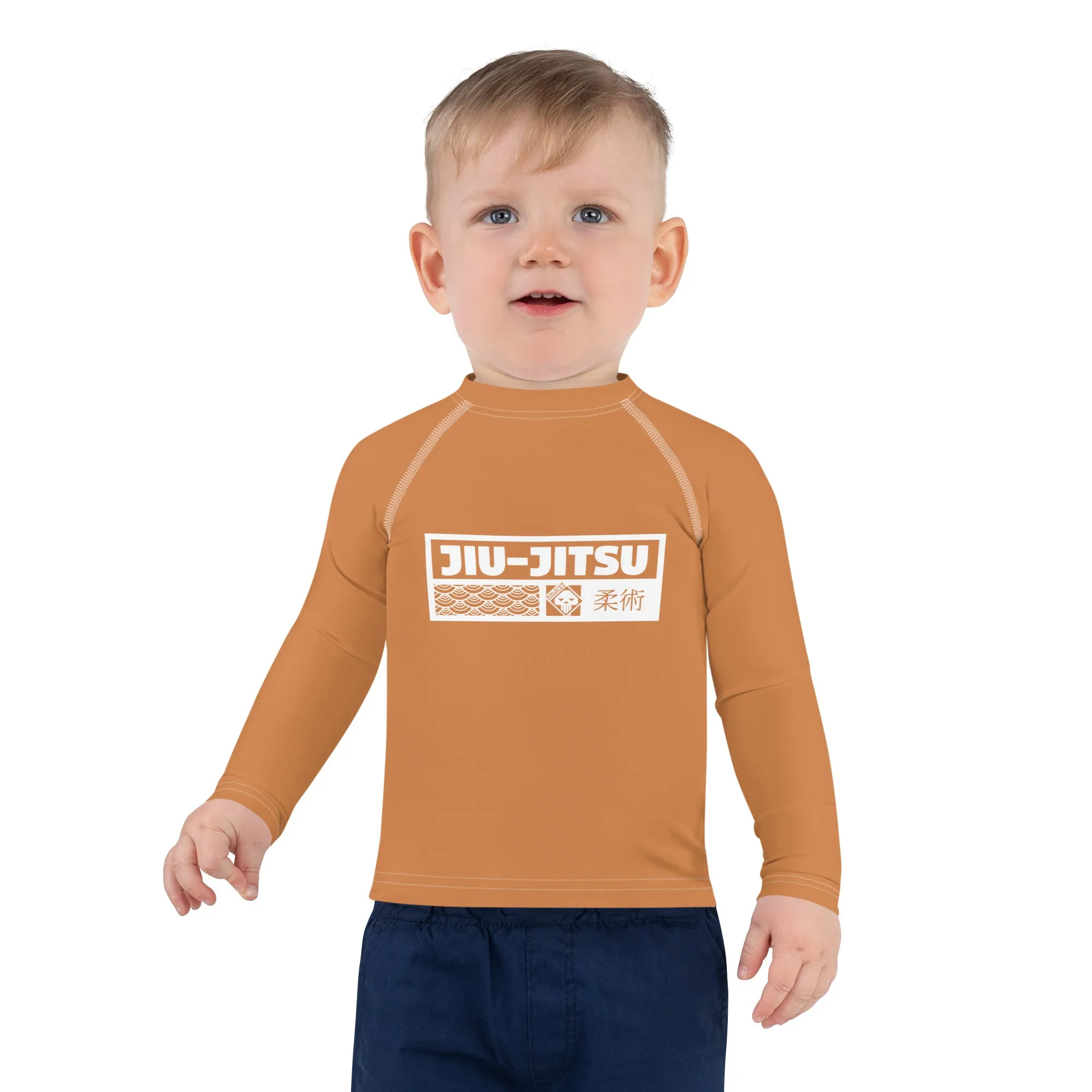 Kid's Boys Long Sleeve BJJ Rash Guard Jiu-Jitsu 007 - Raw Sienna