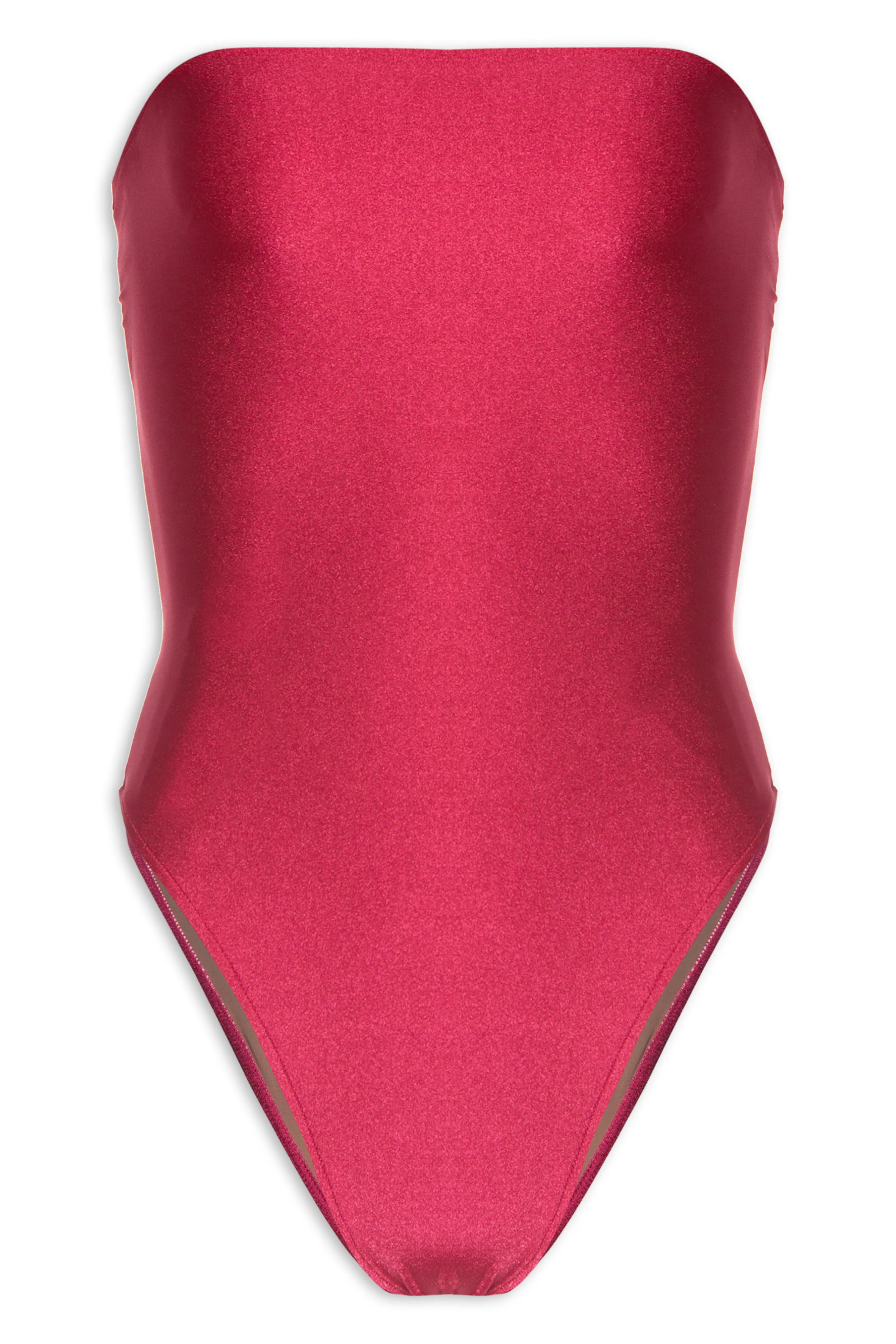 Lipstick Solid Strapless Cut-Out Swimsuit