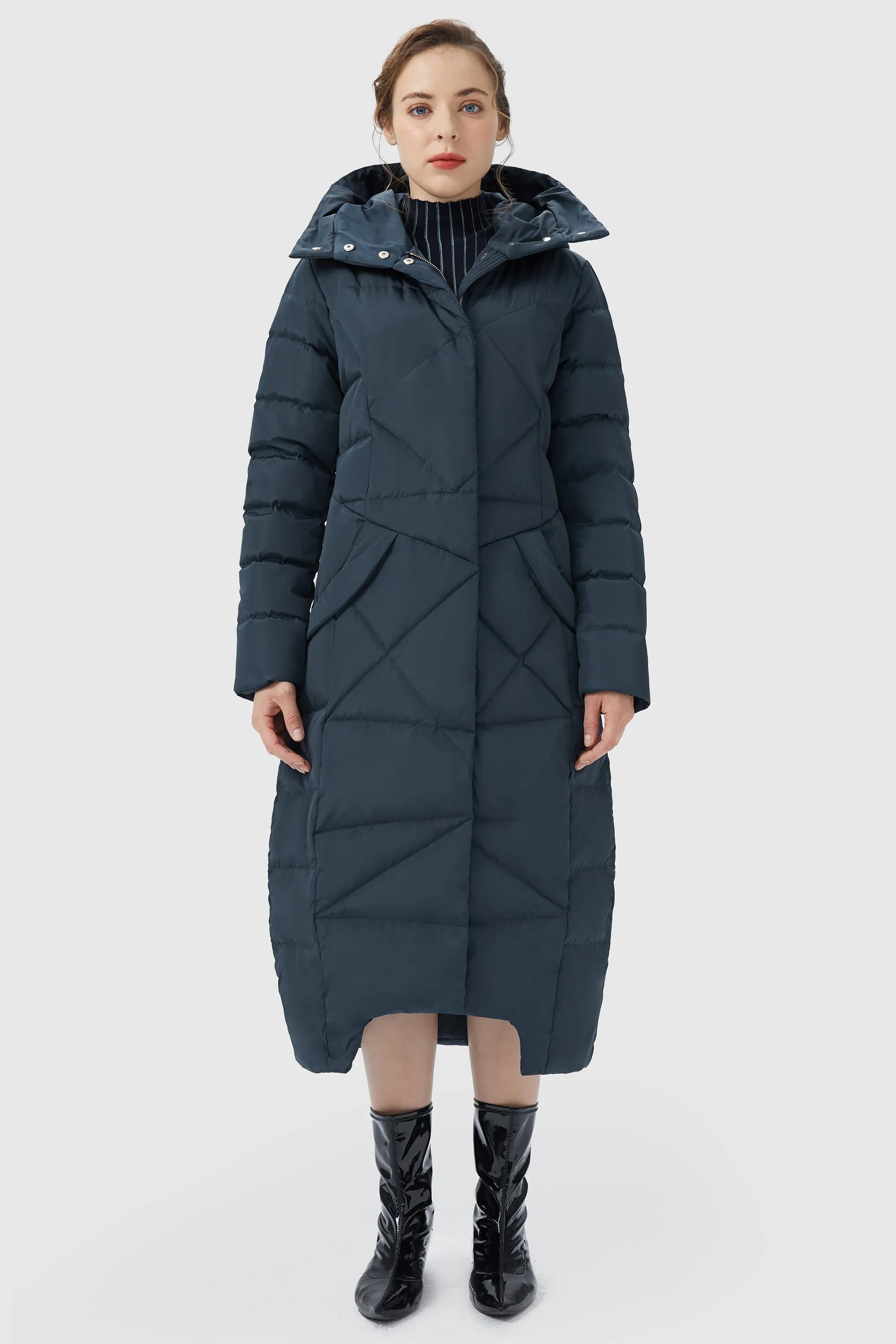 Long Maxi Down Coat with Hood