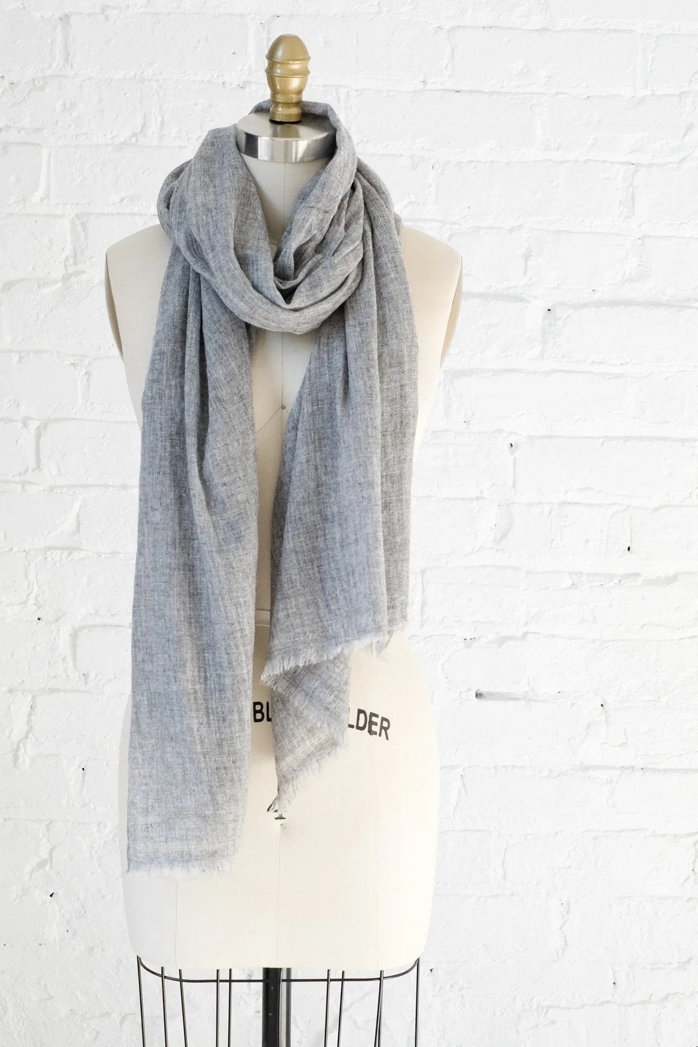 Luxe Heathered Gray Cashmere Scarf