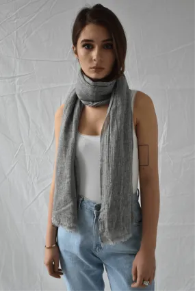 Luxe Heathered Gray Cashmere Scarf