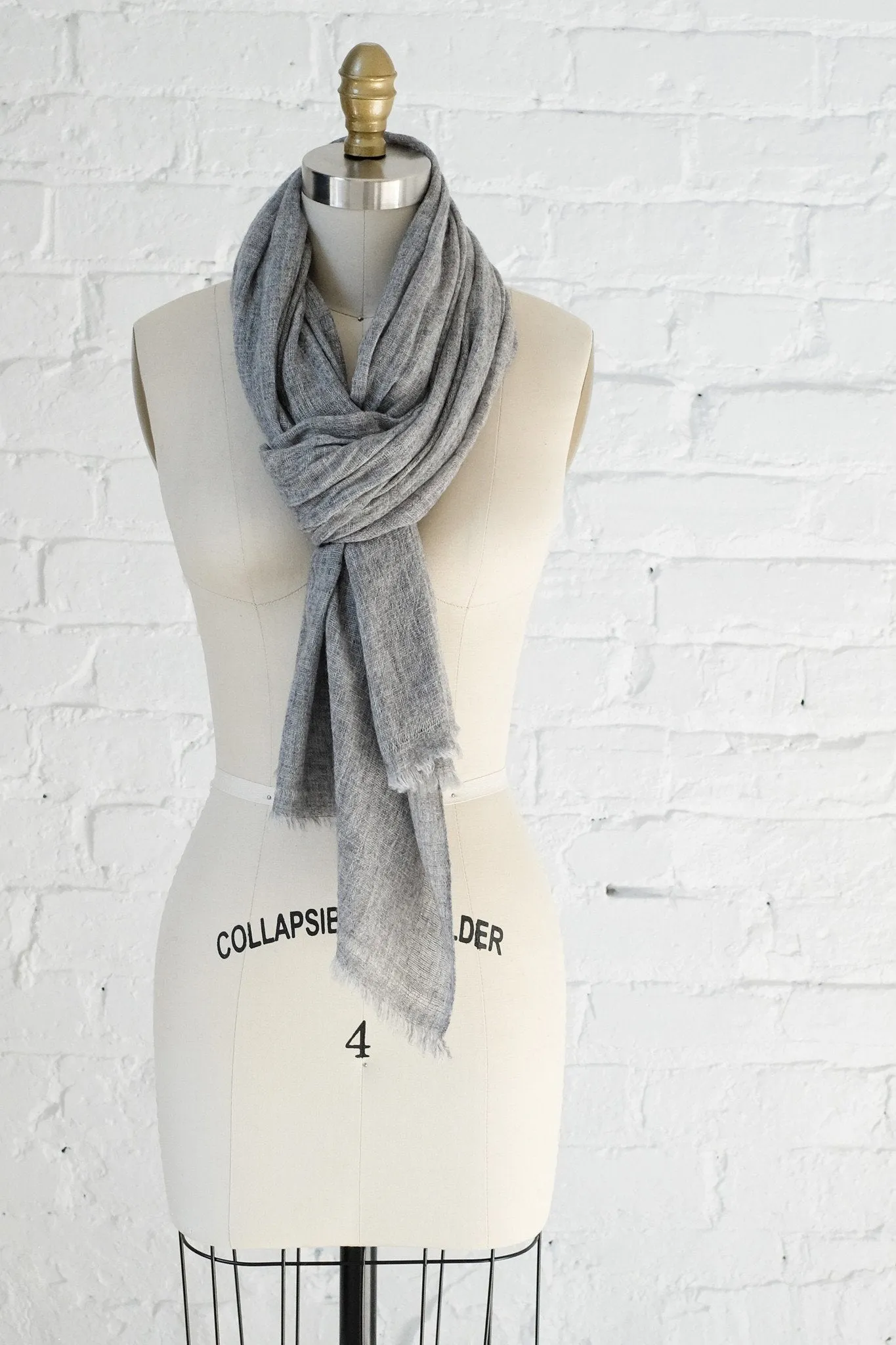 Luxe Heathered Gray Cashmere Scarf