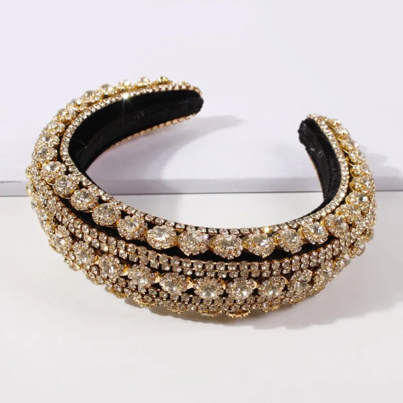 Luxury ZA Rhinestone Hairbands for Women Shinny Padded HeadBands Bridal Party Wedding Headdress Hair Jewelry Birthday Gifts