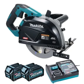 Makita CS002GD201 40V XGT Brushless 185mm Metal Cutter With 2 x 2.5Ah Battery Charger & Type 4 Case