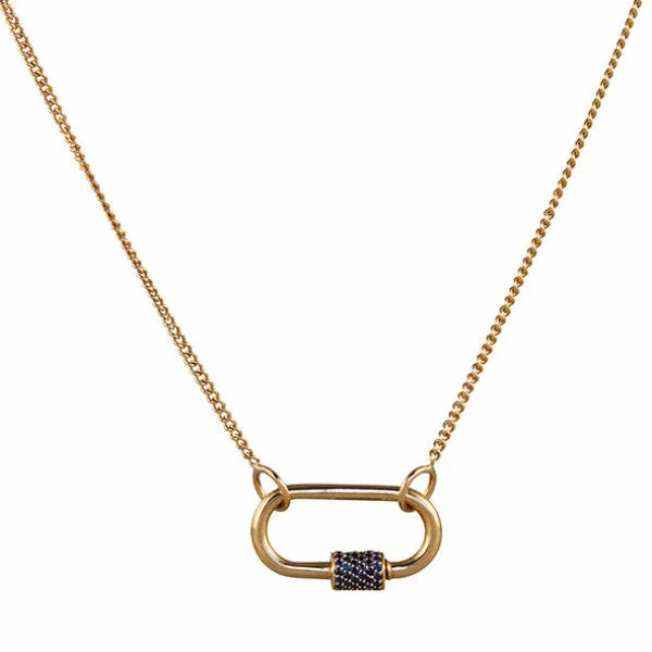 Marla Aaron 14k Yellow Gold Stoned Blue Sapphire Medium Lock