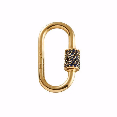 Marla Aaron 14k Yellow Gold Stoned Blue Sapphire Medium Lock